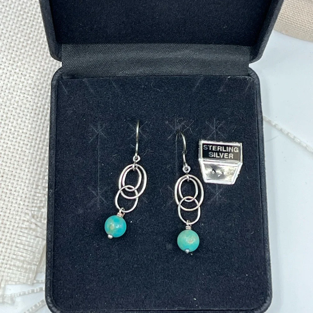 Vintage Whitney Kelly Sterling Silver Earrings with Turquoise Beads - Picture 15 of 16